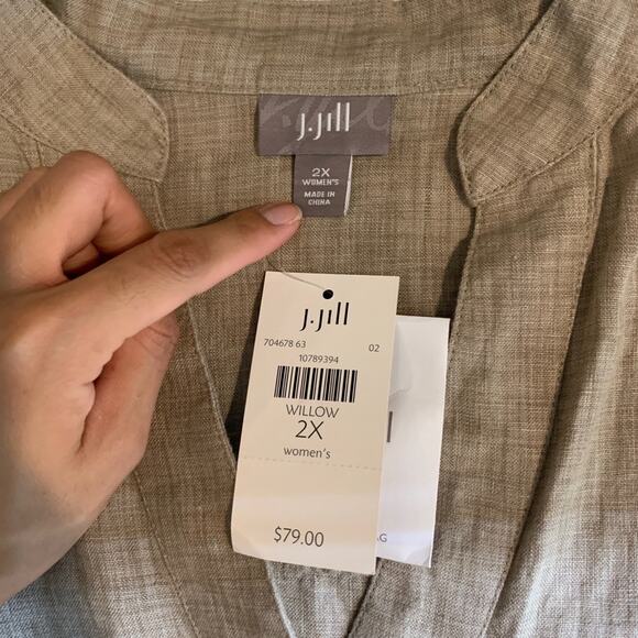 J Jill Shirt Womens 2X Plus Willow Linen Long Sleeve Button Up Lightweight - Picture 7 of 11